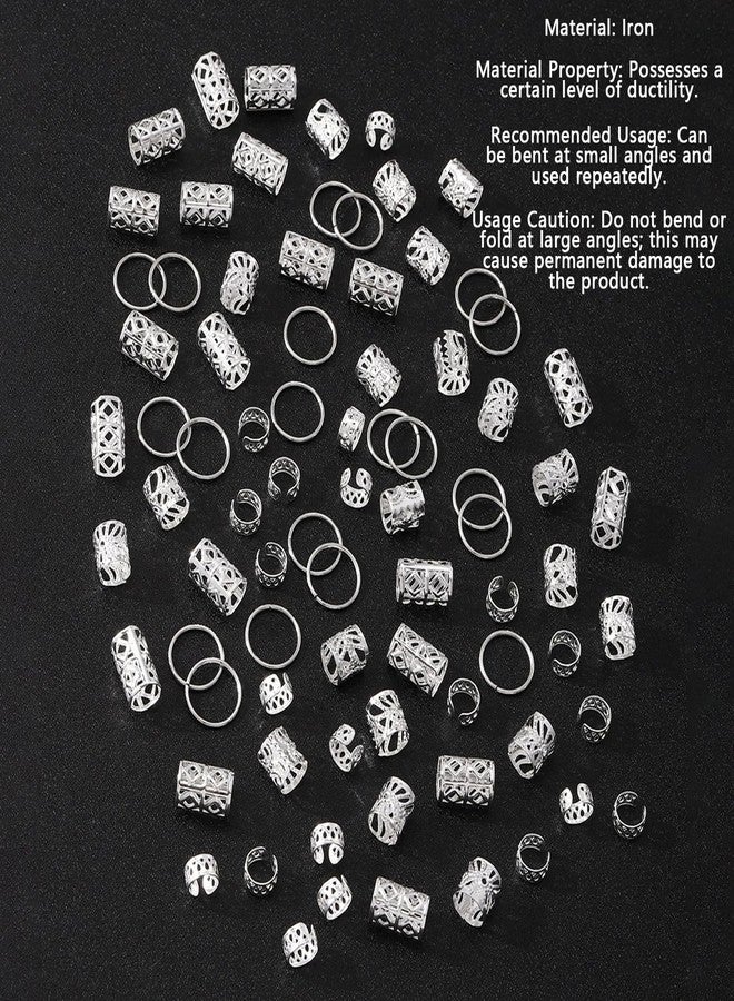 Snmzlc 86 Pcs Serpentine shaped silver hair braids dreadlock hair beads Non-Piercing Ear Clip hair jewelry for braids accessories for Women Men Hair AccessoriesUS365 (silver) - Image 3